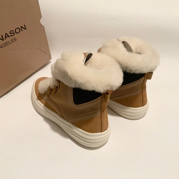 Mark Nason Los Angeles Shogun Genuine Sheep Shearling Fur Tan Suede Boots 6.5 - Picture 8 of 10